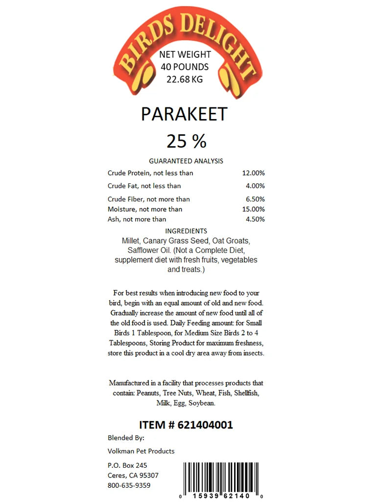 Parakeet 25% - Bird's Delight