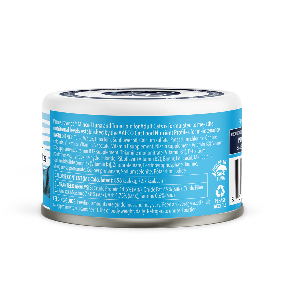 Pure Cravings Minced Tuna and Tuna Loin Cat Food Case of 12
