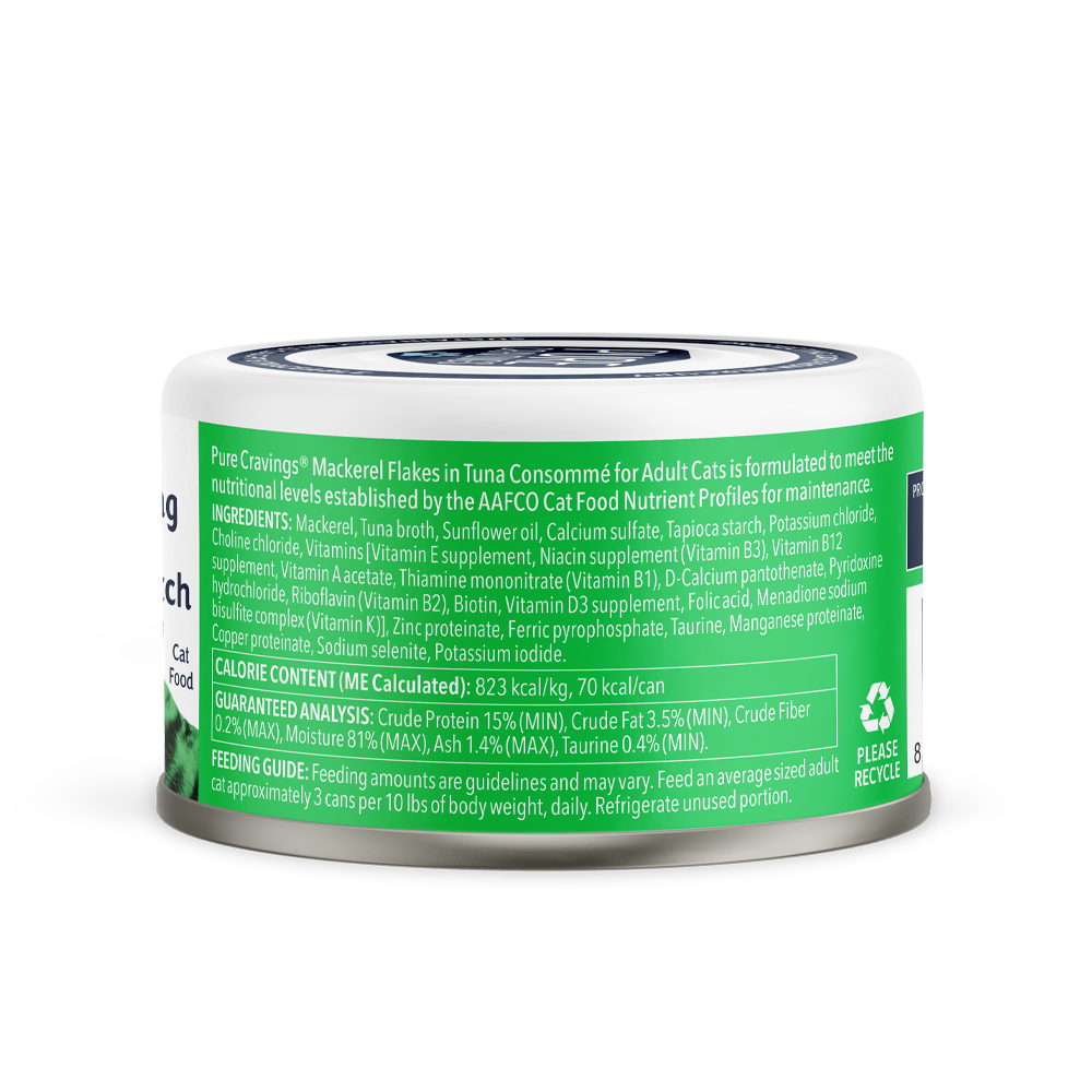 Pure Cravings Mackerel Flakes in Tuna Consommé Cat Food Case of 12