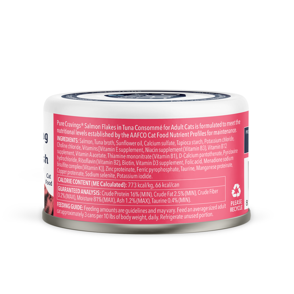 Pure Cravings Salmon Flakes in Tuna Consommé Cat Food Case of 12