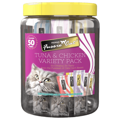Fussie Cat - Tuna & Chicken Puree Variety Pack Tubes (5 Flavors)