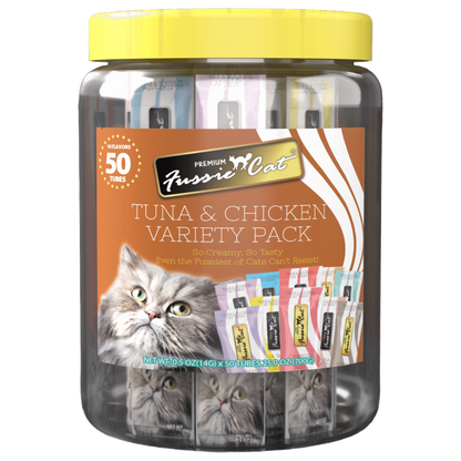 Fussie Cat - Tuna & Chicken Puree Variety Pack Tubes (10 Flavors)