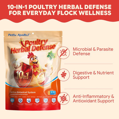 Petfu Apollo1 10-in-1 Poultry Herbal Defense for Chickens & Other Poultry 2 lb