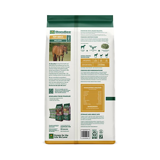 Teff Grass Hay Pellet - Standlee Premium Western Forage Horse Feed, 40 lb.