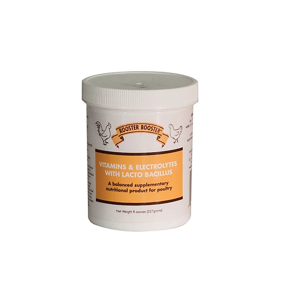 Rooster Booster Vitamins and Electrolytes with Lactobacillus Poultry Supplement, 8 oz.