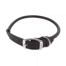 Circle T Oak Tanned Leather Round Dog Collar - Black