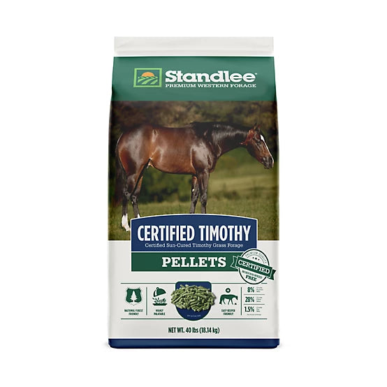 Timothy Grass Hay Pellet Standlee Premium Western Forage Certified Horse Feed, 40 lb.