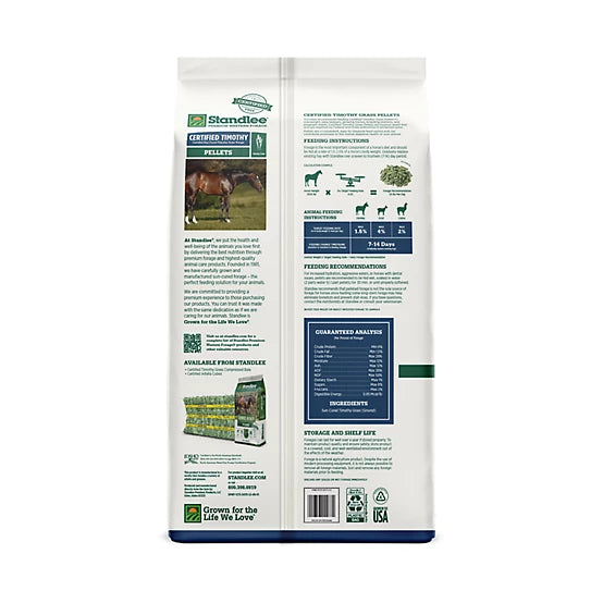 Timothy Grass Hay Pellet Standlee Premium Western Forage Certified Horse Feed, 40 lb.