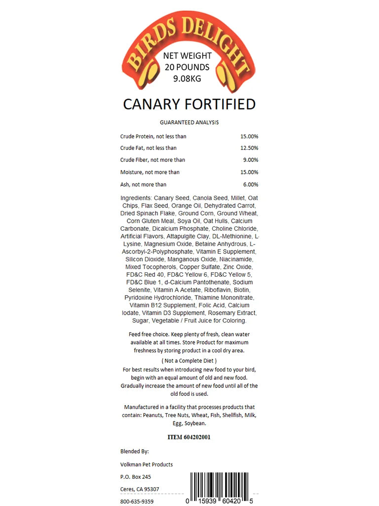 Canary Diet Fortified - Bird's Delight