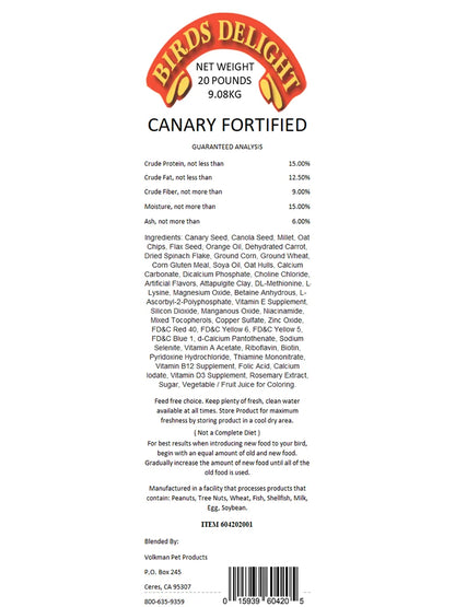 Canary Diet Fortified - Bird's Delight