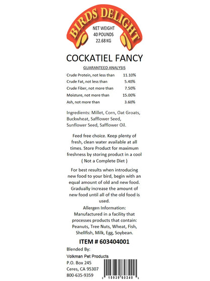 Cockatiel Fancy - Bird's Delight