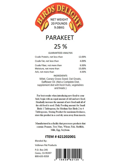 Parakeet 25% - Bird's Delight