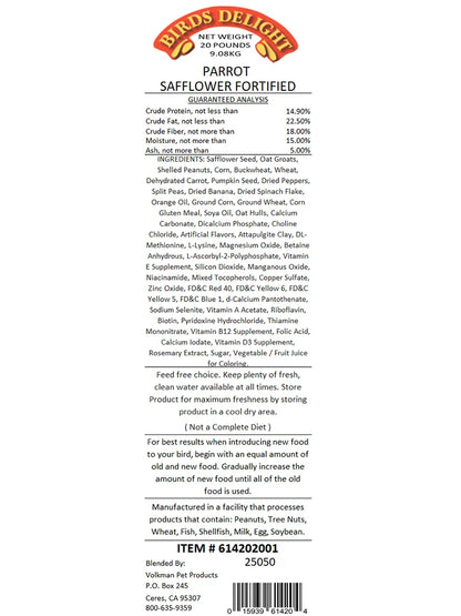 Parrot with Safflower Fortified - Bird's Delight