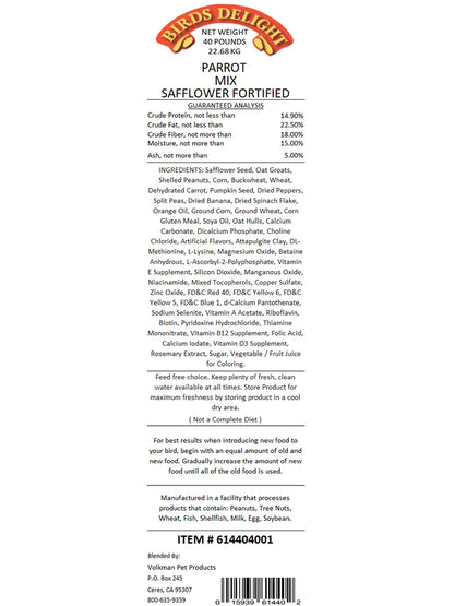 Parrot with Safflower Fortified - Bird's Delight