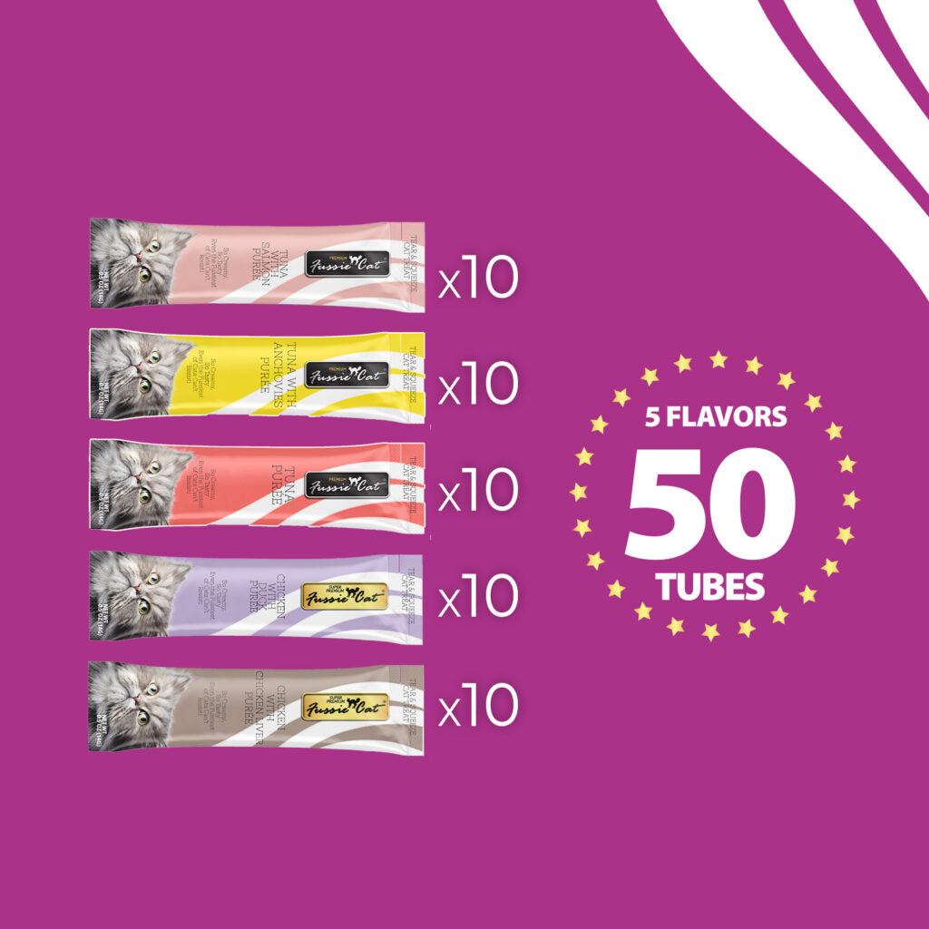 Fussie Cat - Tuna & Chicken Puree Variety Pack Tubes (5 Flavors)