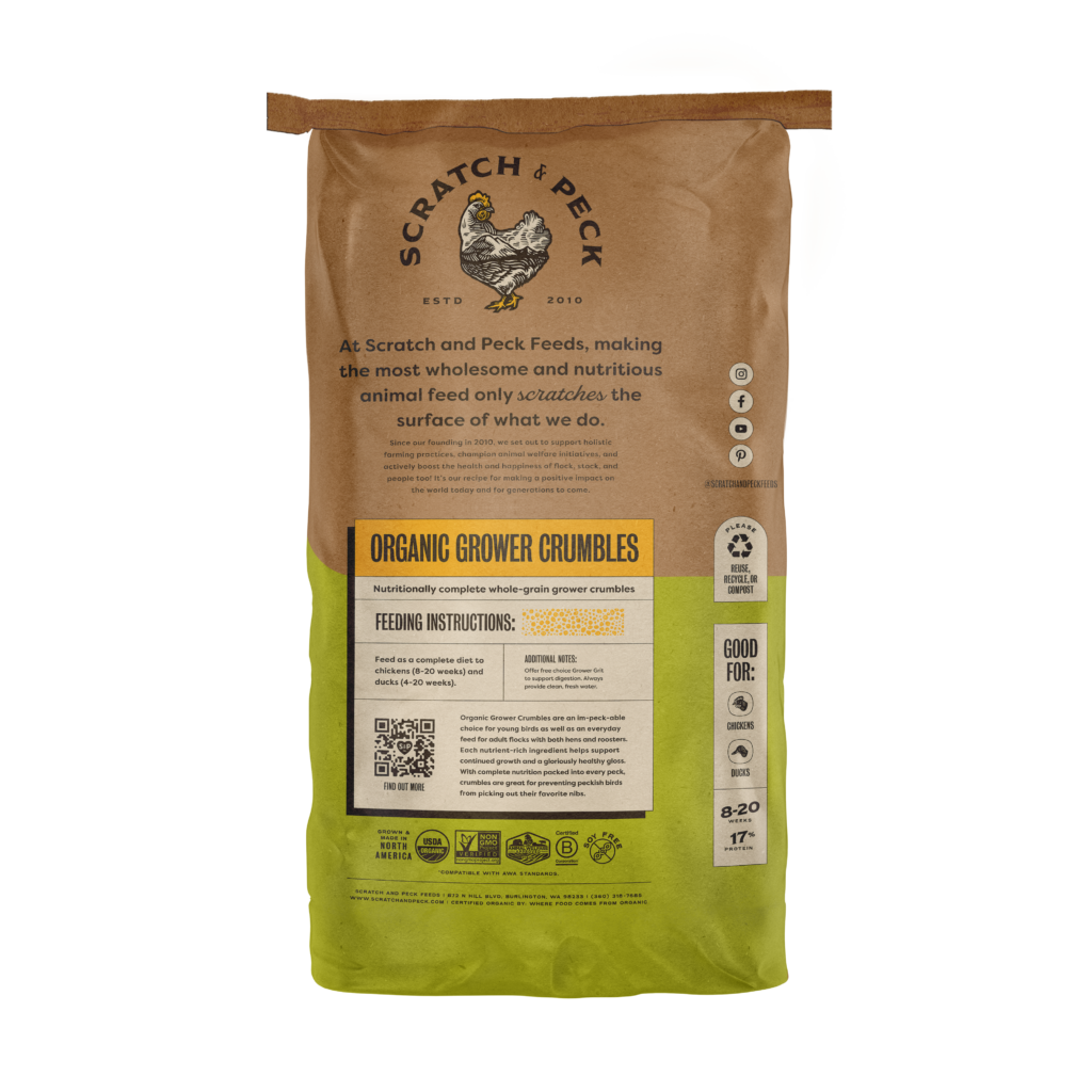 Scratch & Peck - Organic Grower Crumbles 17%