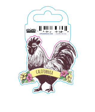 Rooster Flowers - Sticker - Small