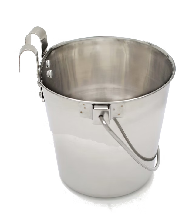Flat Sided Stainless Steel Bucket with Hooks