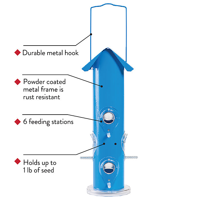 Perky-Pet® Blue Metal Tube Wild Bird Feeder