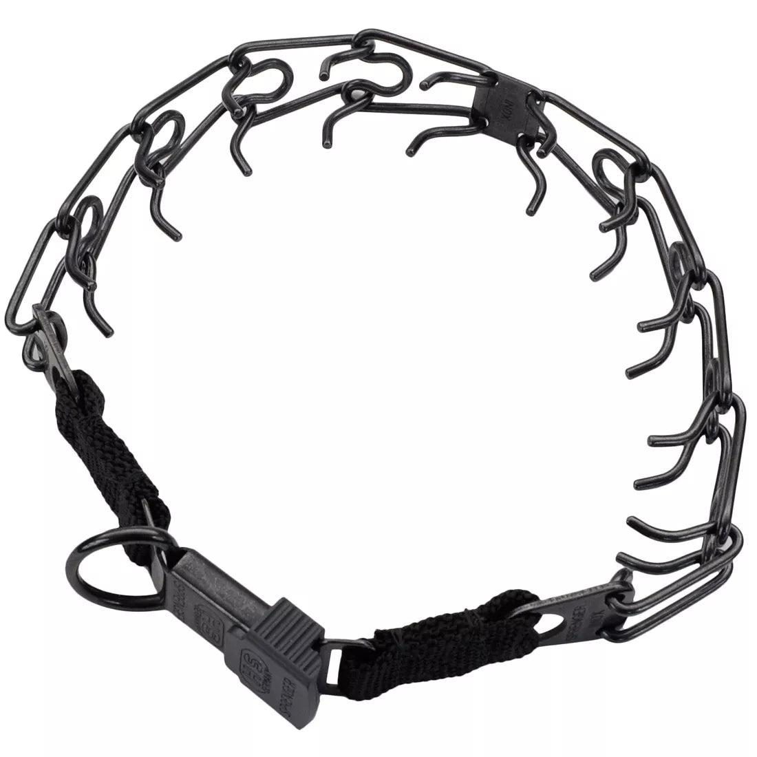 Herm. Sprenger Black Stainless ULTRA-PLUS Dog Prong Training Collar with Center-Plate and ClicLock
