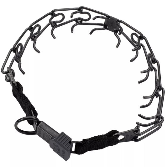 Herm. Sprenger Black Stainless ULTRA-PLUS Dog Prong Training Collar with Center-Plate and ClicLock