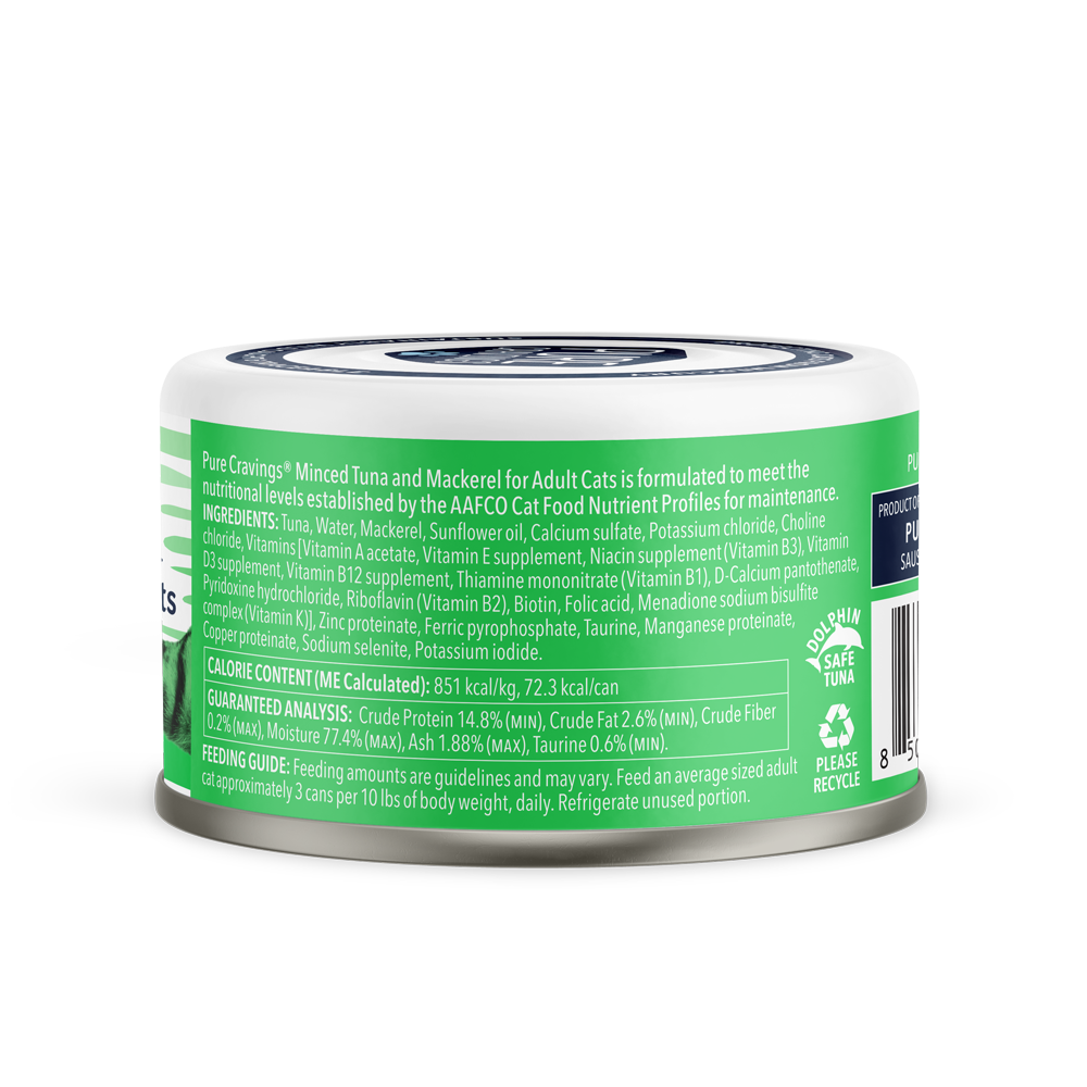 Pure Cravings Minced Tuna and Mackerel Cat Food Case of 12