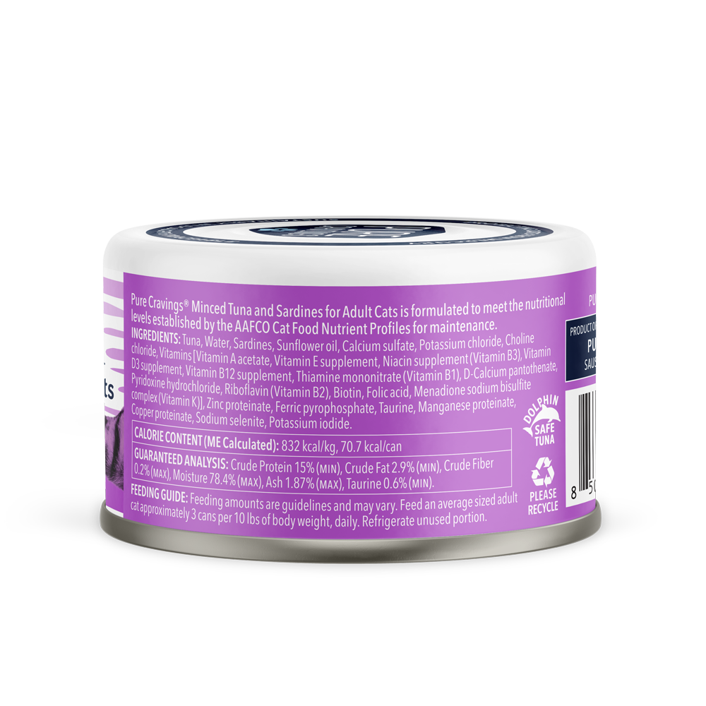 Pure Cravings Minced Tuna and Sardines Cat Food Case of 12