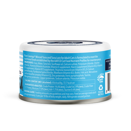 Pure Cravings Minced Tuna and Tuna Loin Cat Food Case of 12