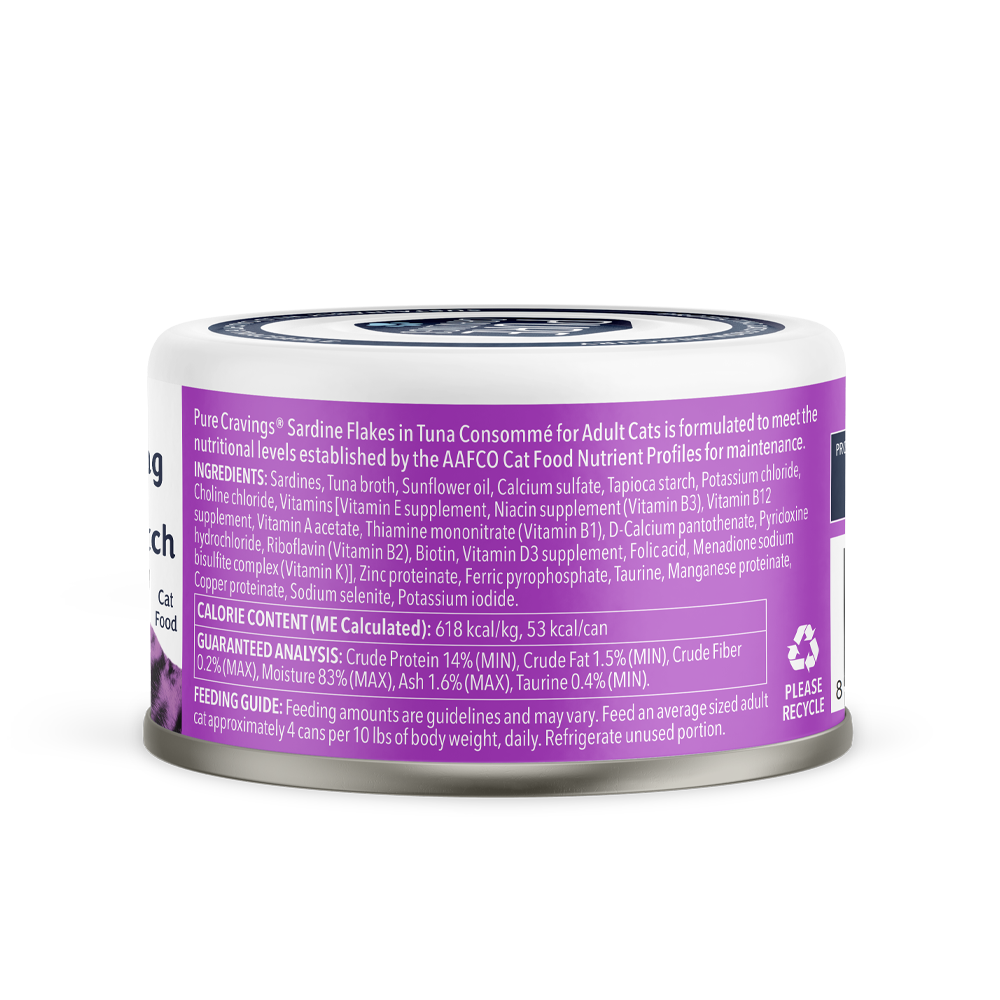 Pure Cravings Sardine Flakes in Tuna Consommé Cat Food Case of 12