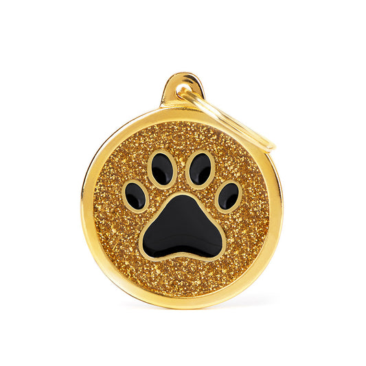 GOLD BIG GLITTER CIRCLE BLACK PAW