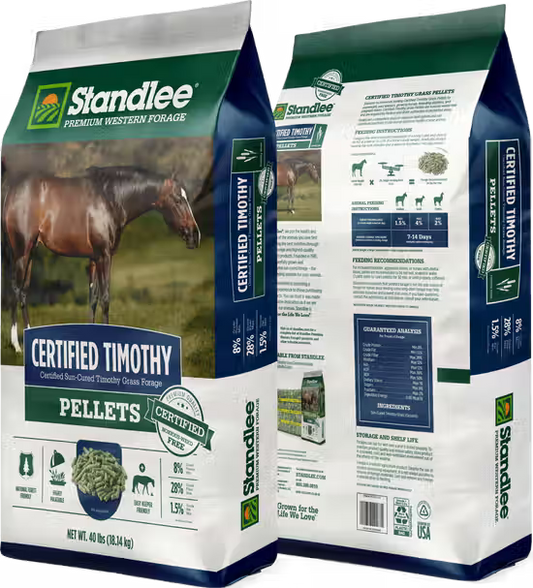 Timothy Grass Hay Pellet Standlee Premium Western Forage Certified Horse Feed, 40 lb.